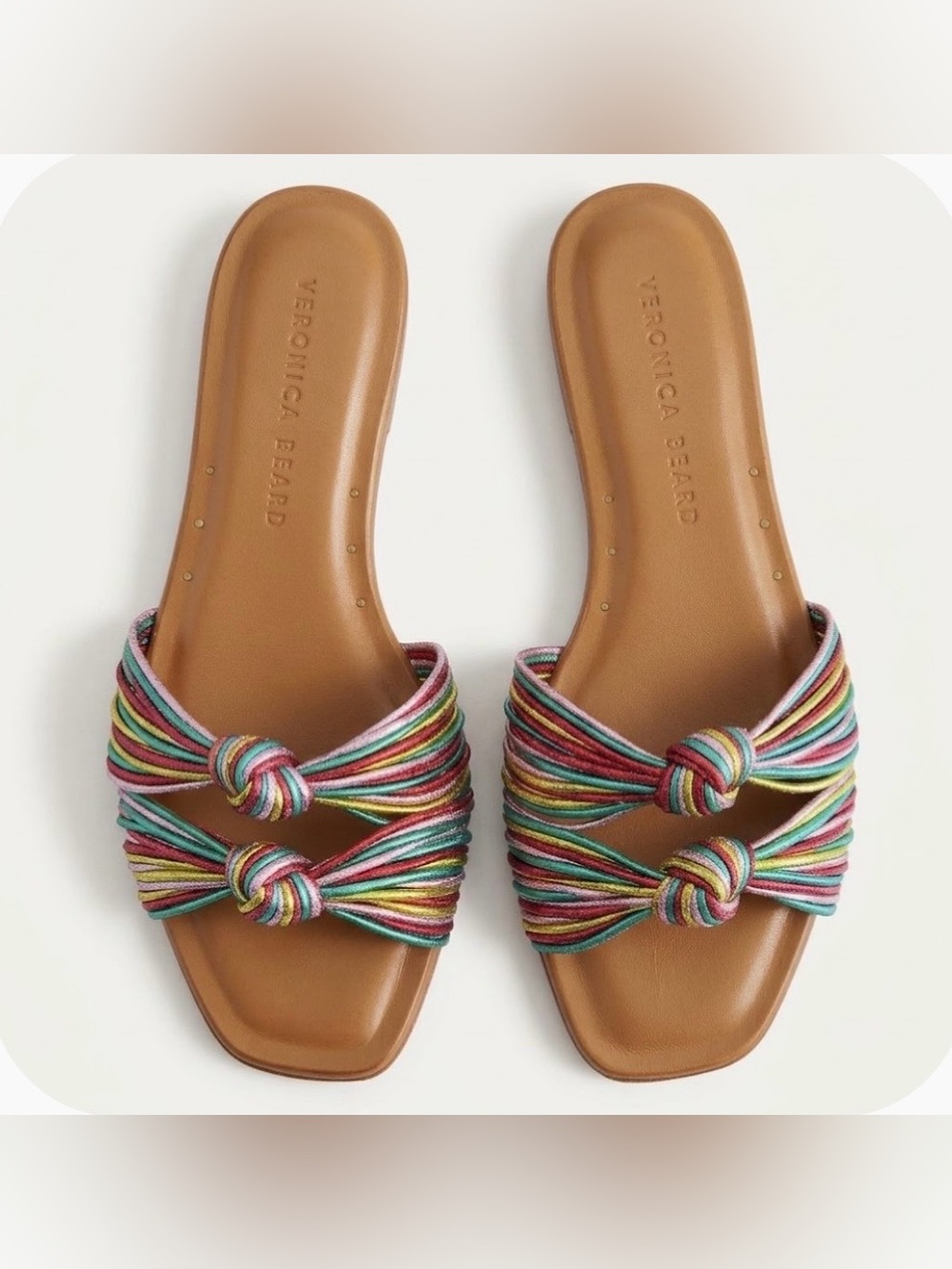 Veronica Beard Gemma Metallic Rainbow Knotted Slide Sandals Size 40 NWOB